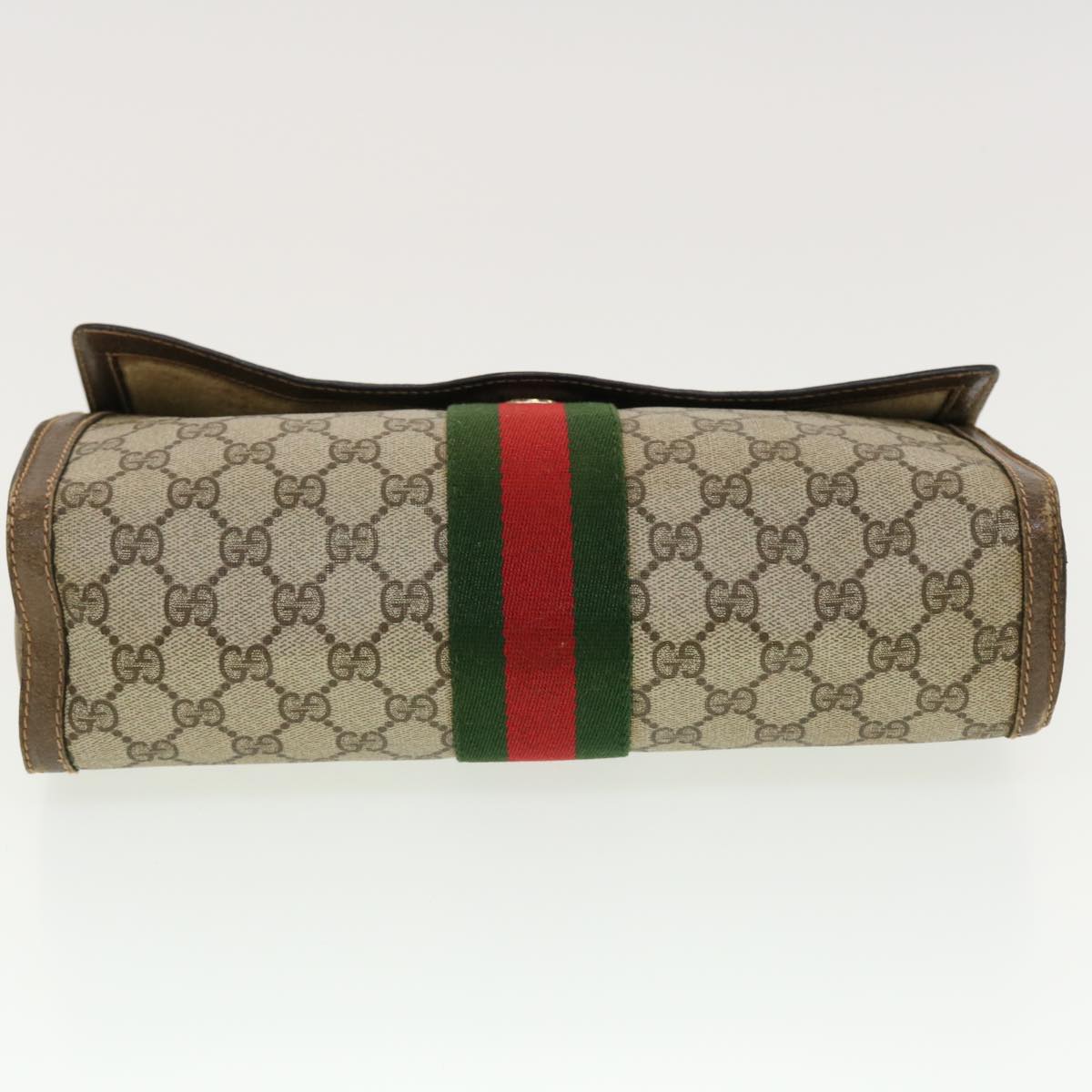 GUCCI GG Canvas Web Sherry Line Clutch Bag Beige Red 89.01.007 Auth yk6645B