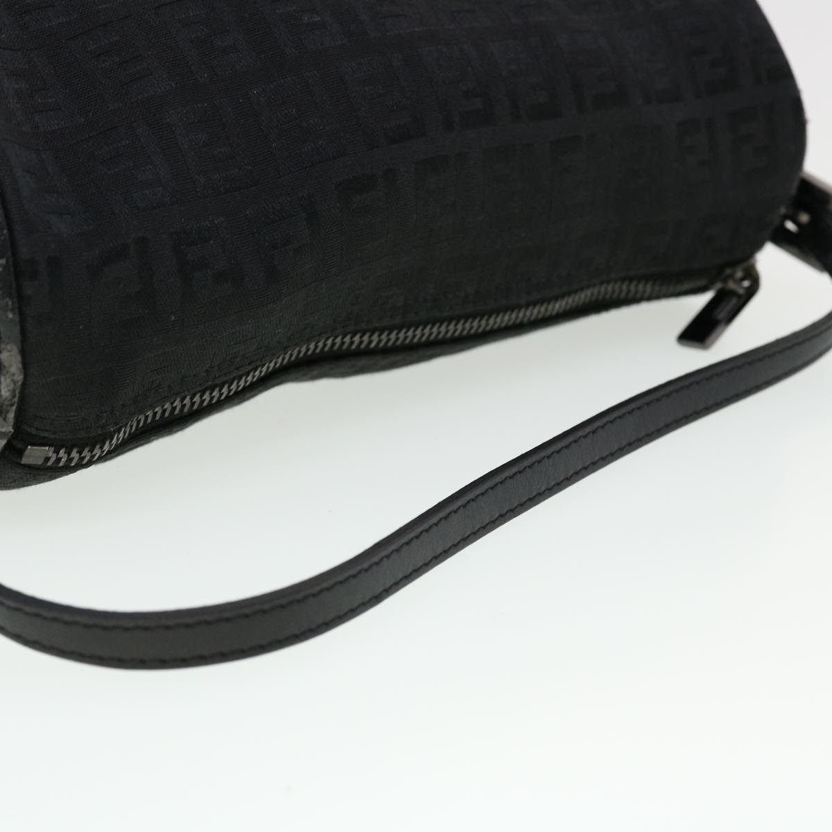 FENDI Zucchino Canvas Accessory Pouch Black 2370-7N0016028 Auth yk6647B