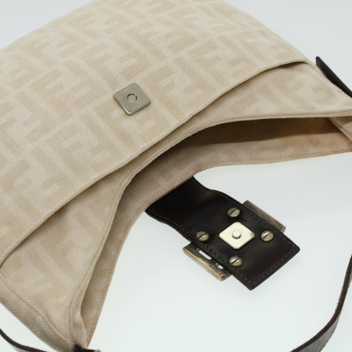 FENDI Zucca Canvas Mamma Baguette Shoulder Bag Beige 222826569008 Auth yk6695B