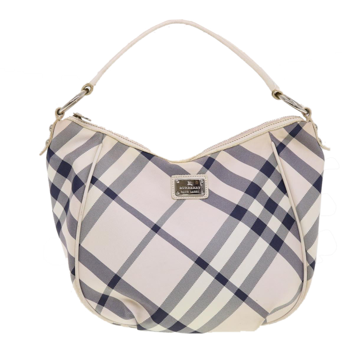 BURBERRY Nova Check Blue Label Shoulder Bag Canvas Pink Navy Auth yk6698B