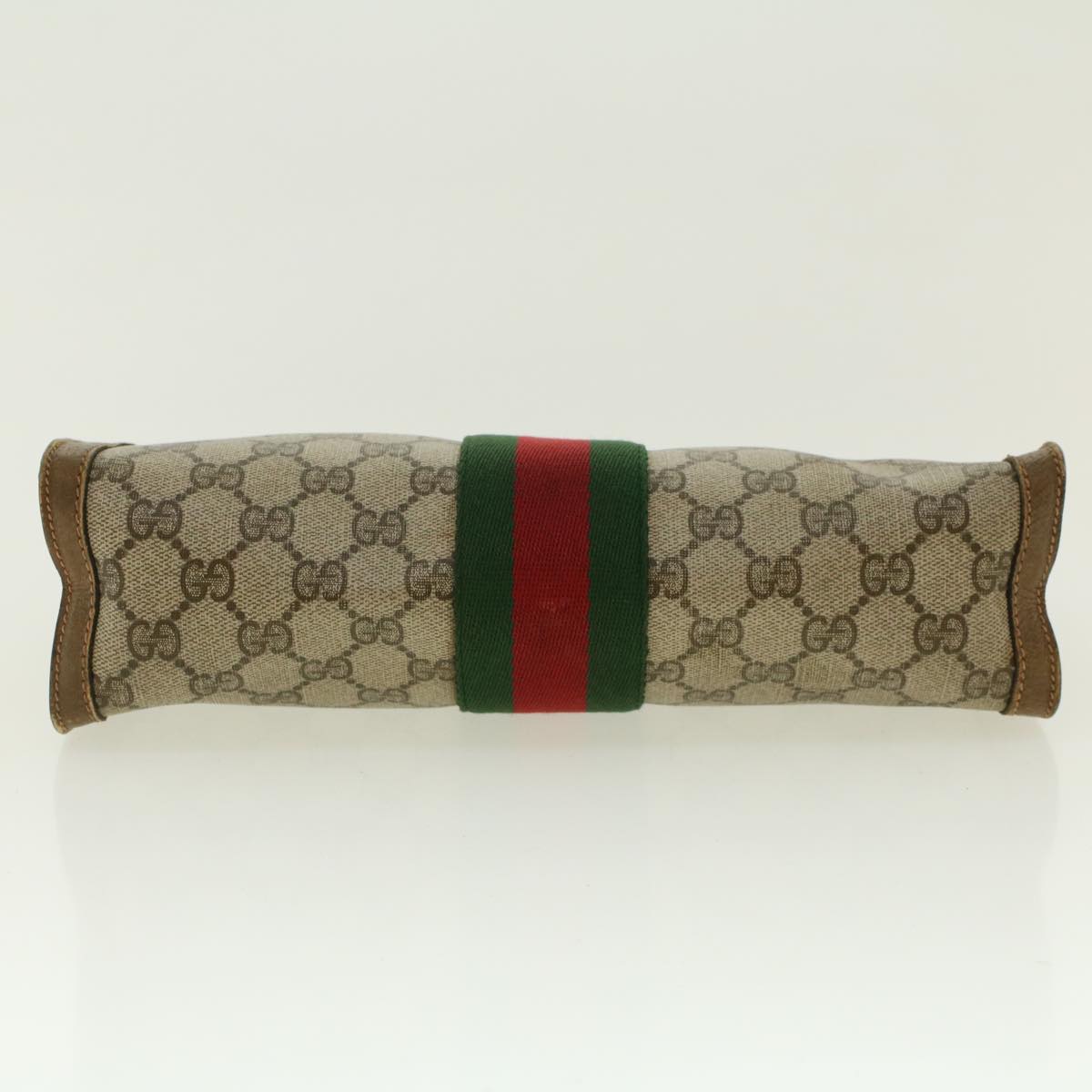 GUCCI GG Canvas Web Sherry Line Clutch Bag Beige Red Green 89.01.002 Auth yk6702