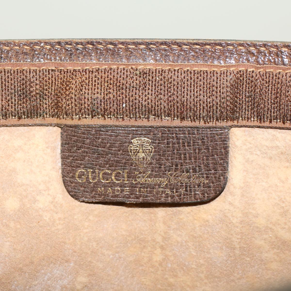 GUCCI GG Canvas Web Sherry Line Clutch Bag Beige Red Green Auth yk6708