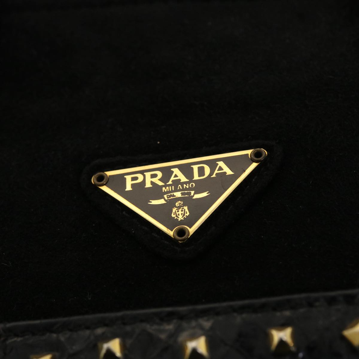 PRADA Hand Bag Suede Black Auth yk6737B