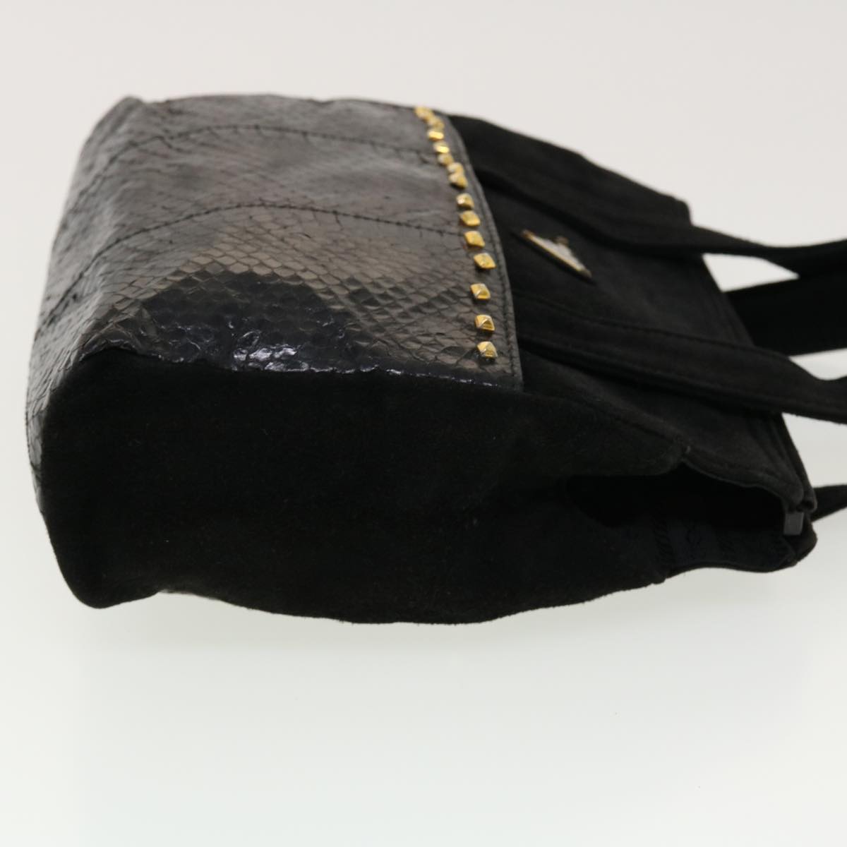 PRADA Hand Bag Suede Black Auth yk6737B