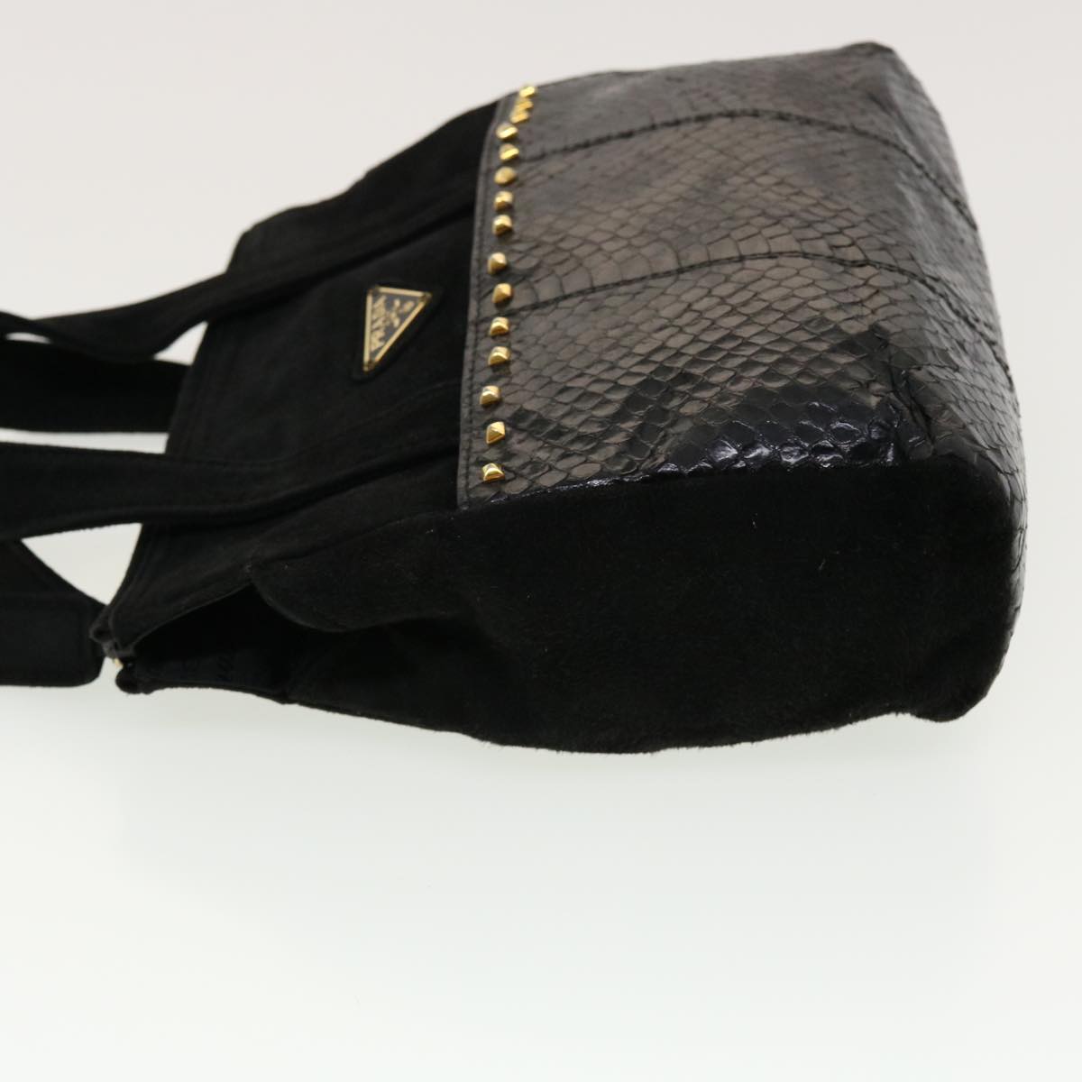 PRADA Hand Bag Suede Black Auth yk6737B