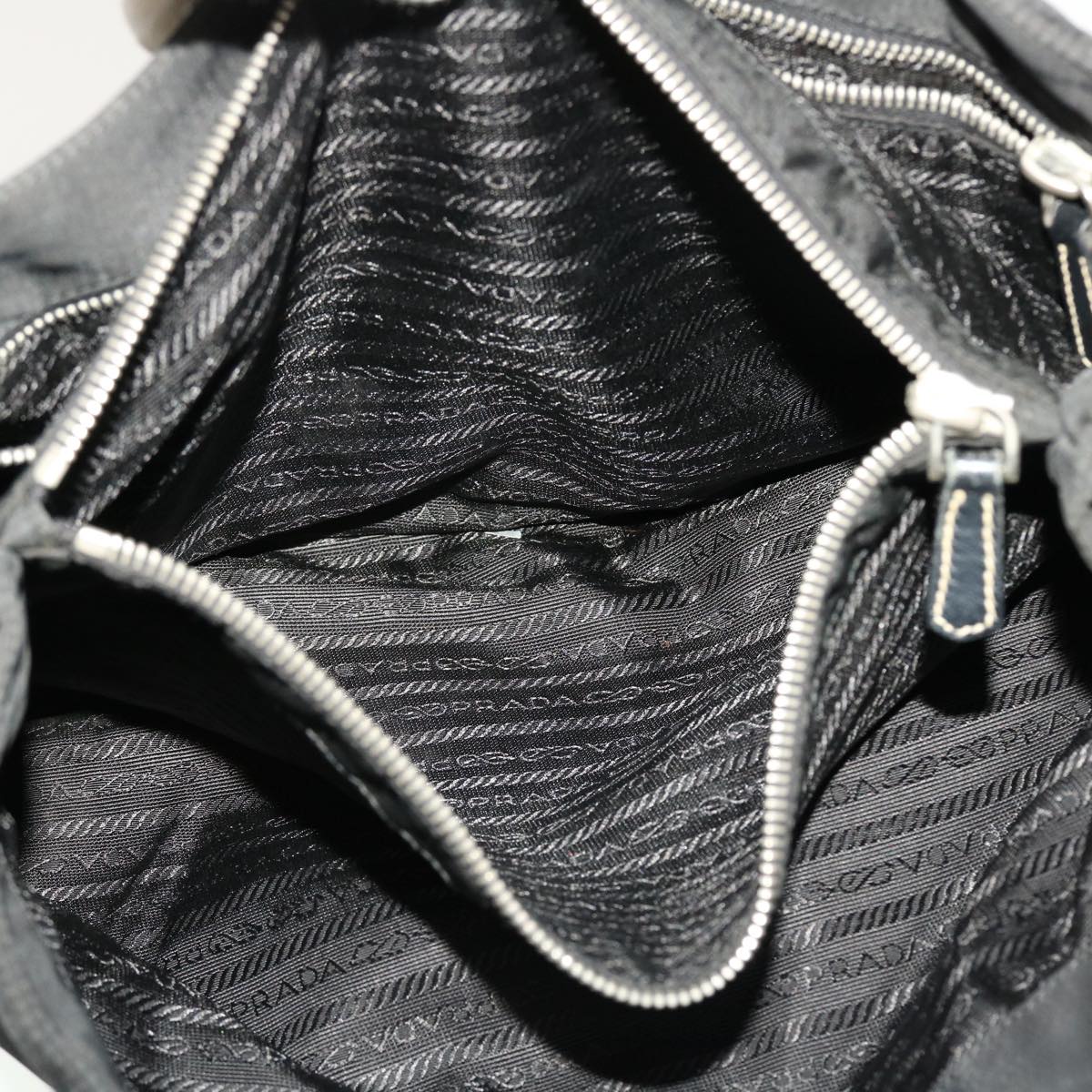 PRADA Tote Bag Nylon Leather Black Auth yk6740B
