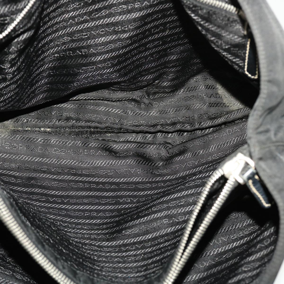 PRADA Tote Bag Nylon Leather Black Auth yk6740B