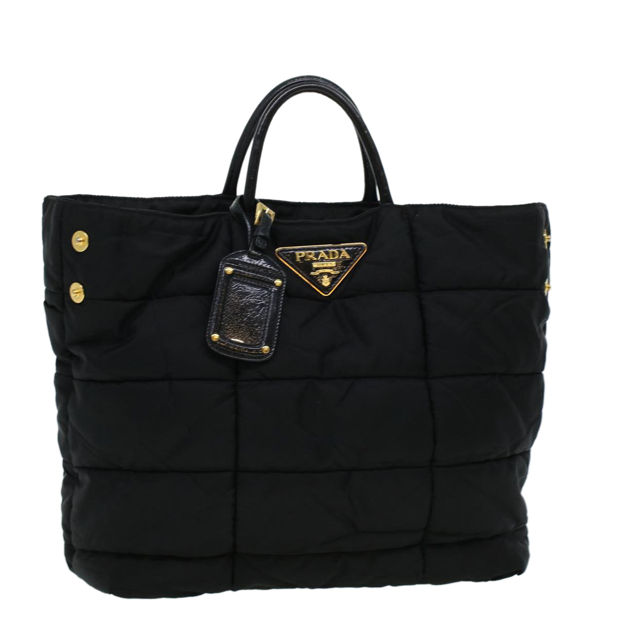 PRADA Quilted Hand Bag Nylon Black Auth yk6745B