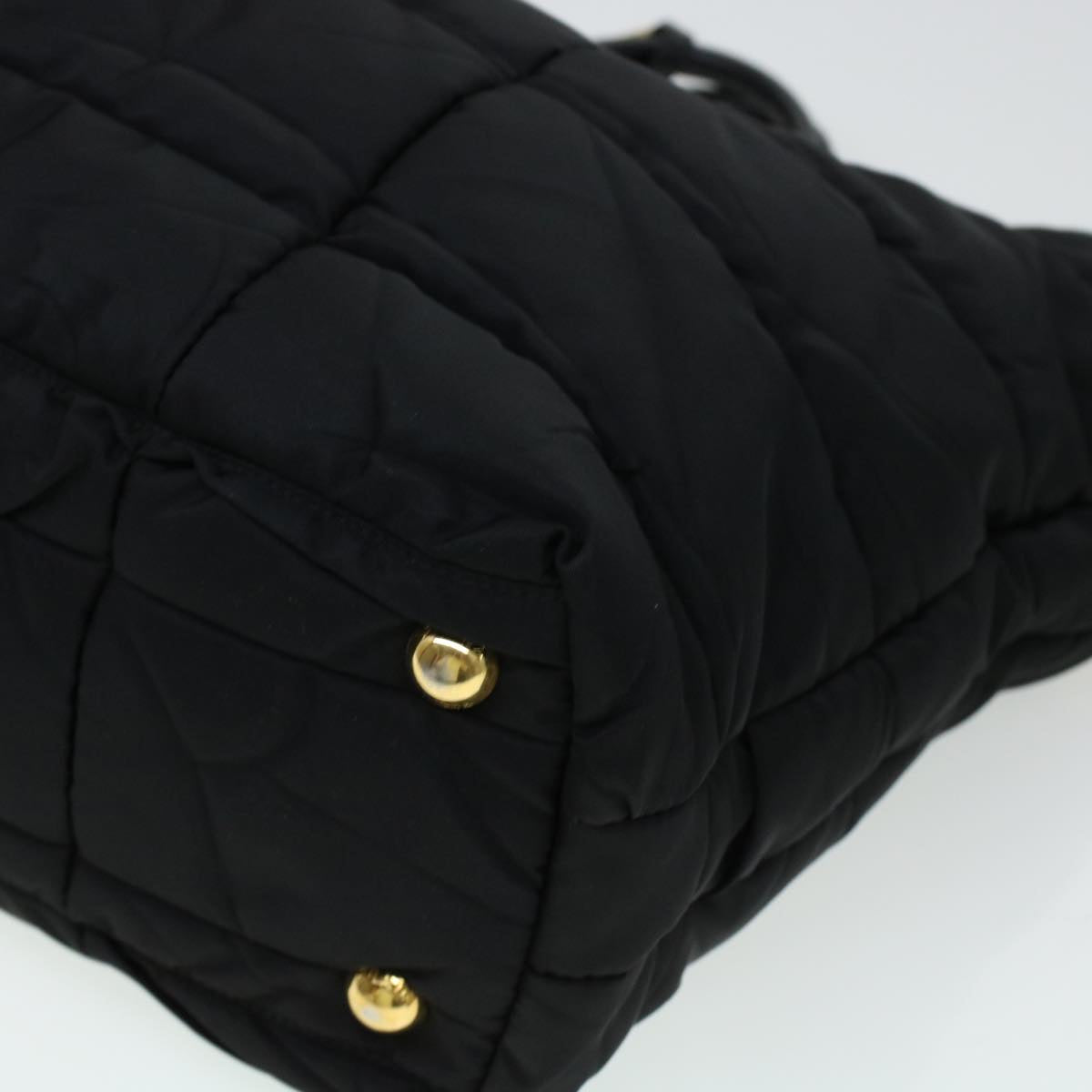 PRADA Quilted Hand Bag Nylon Black Auth yk6745B