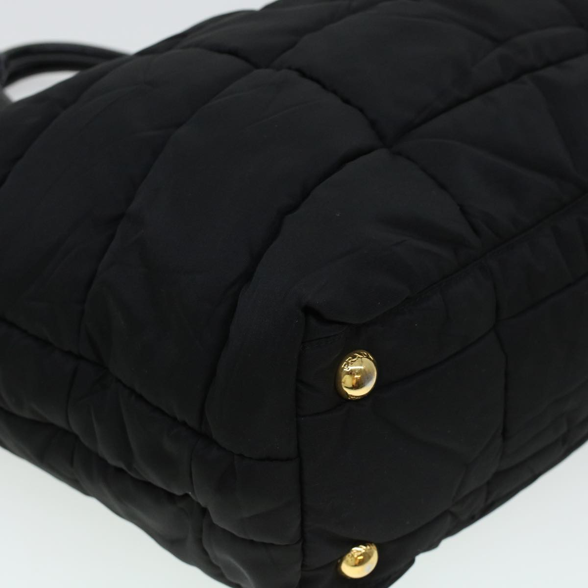 PRADA Quilted Hand Bag Nylon Black Auth yk6745B