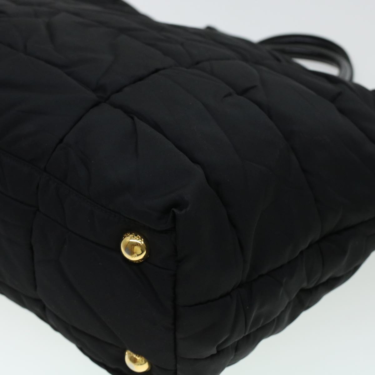 PRADA Quilted Hand Bag Nylon Black Auth yk6745B