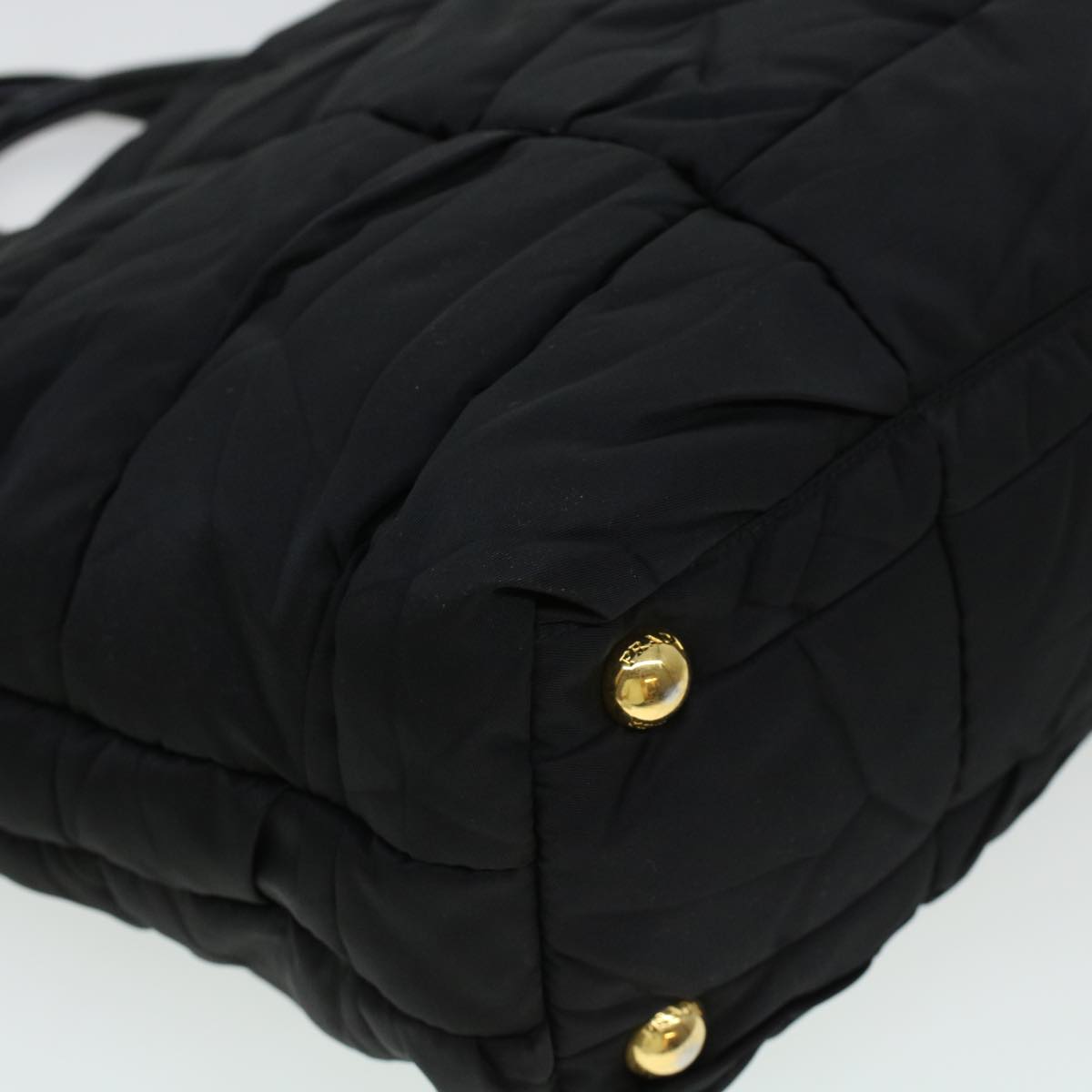 PRADA Quilted Hand Bag Nylon Black Auth yk6745B