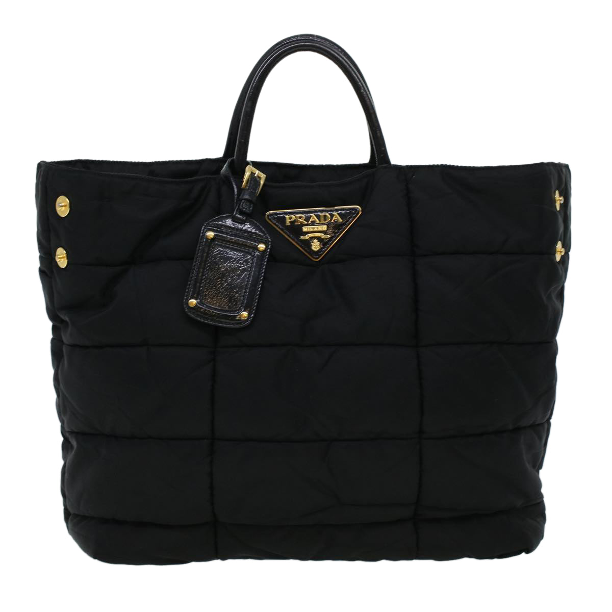 PRADA Quilted Hand Bag Nylon Black Auth yk6745B