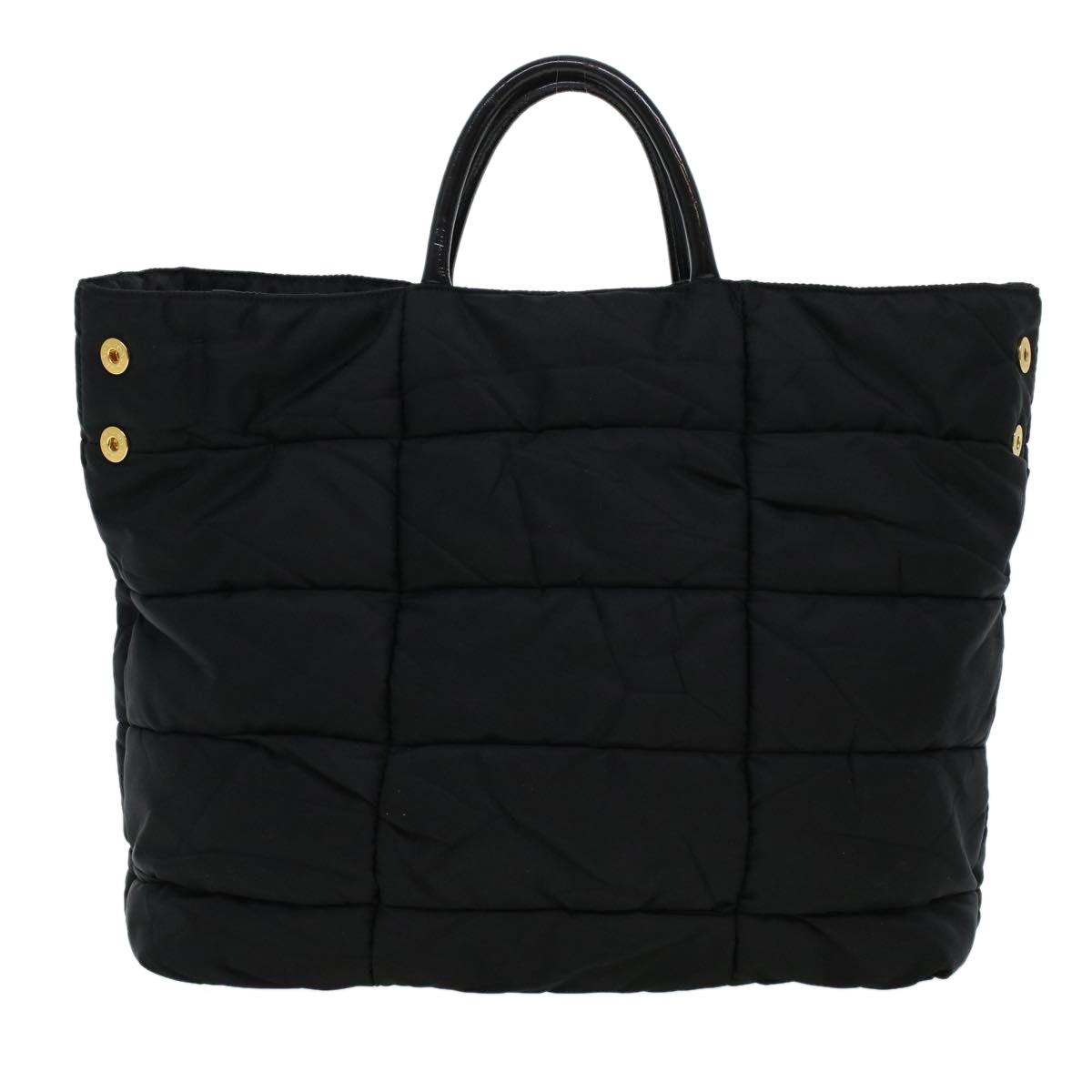 PRADA Quilted Hand Bag Nylon Black Auth yk6745B - 0