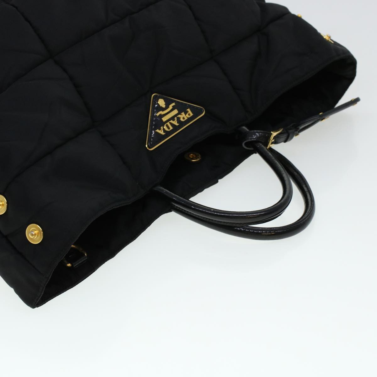 PRADA Quilted Hand Bag Nylon Black Auth yk6745B