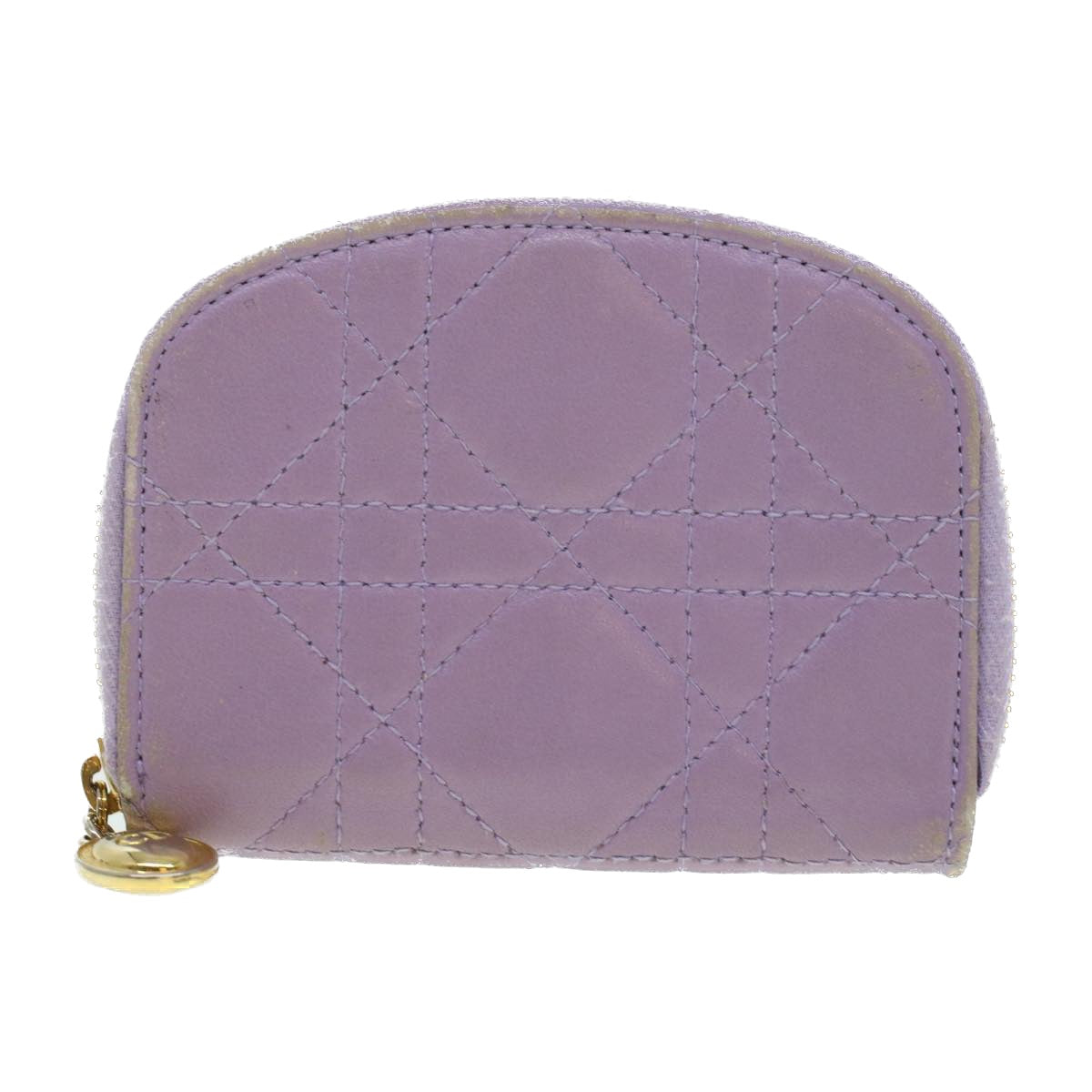 Christian Dior Lady Dior Key Case Lamb Skin Purple Auth yk6772