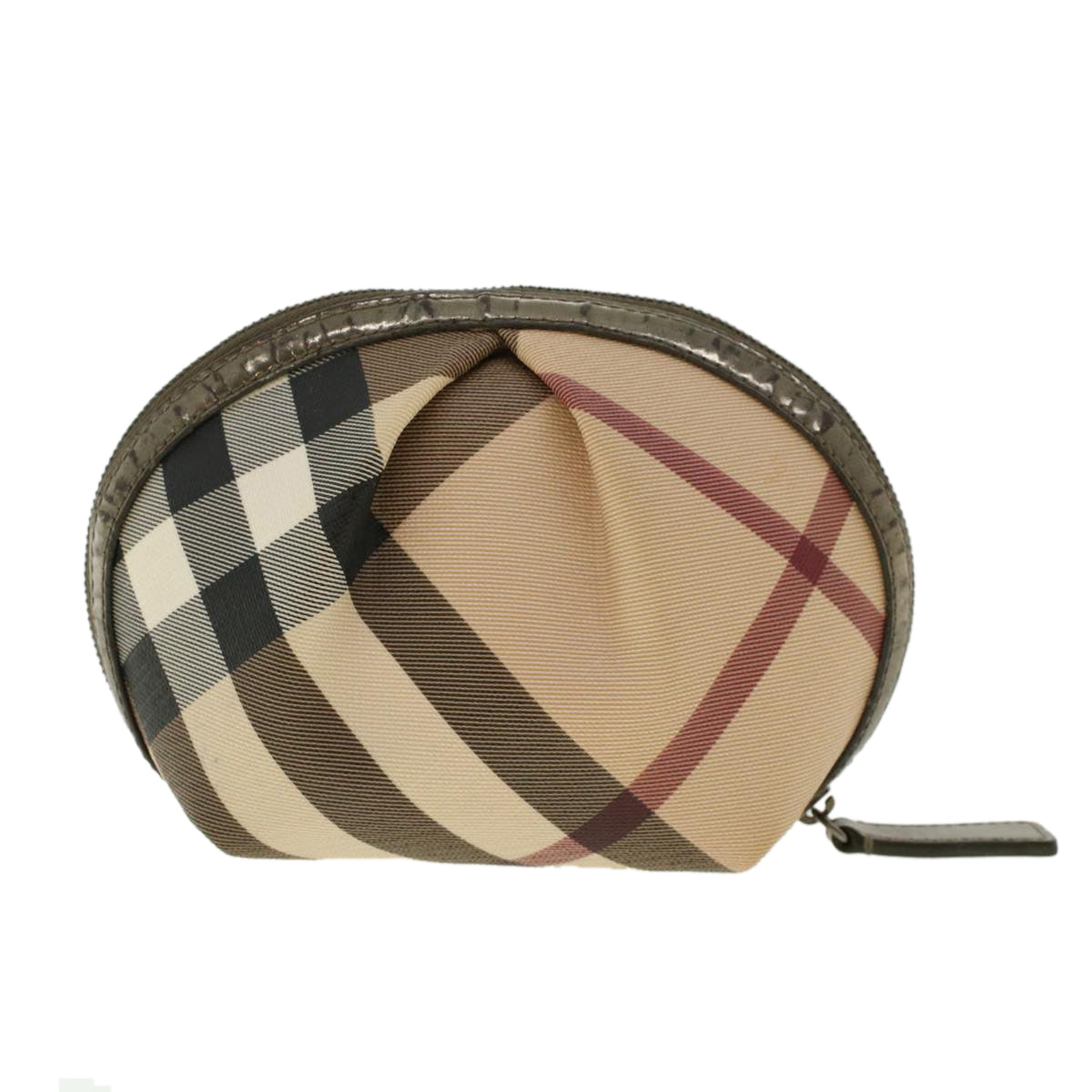 BURBERRY Nova Check Pouch PVC Leather Beige Auth yk6790 - 0