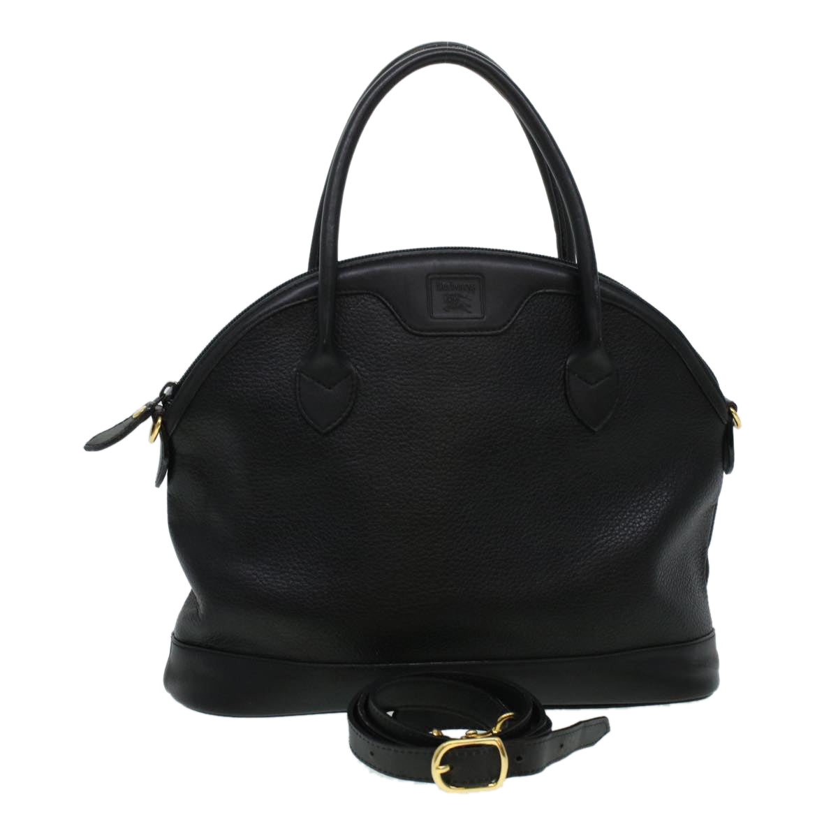 Burberrys Hand Bag Leather 2way Black Auth yk6818B