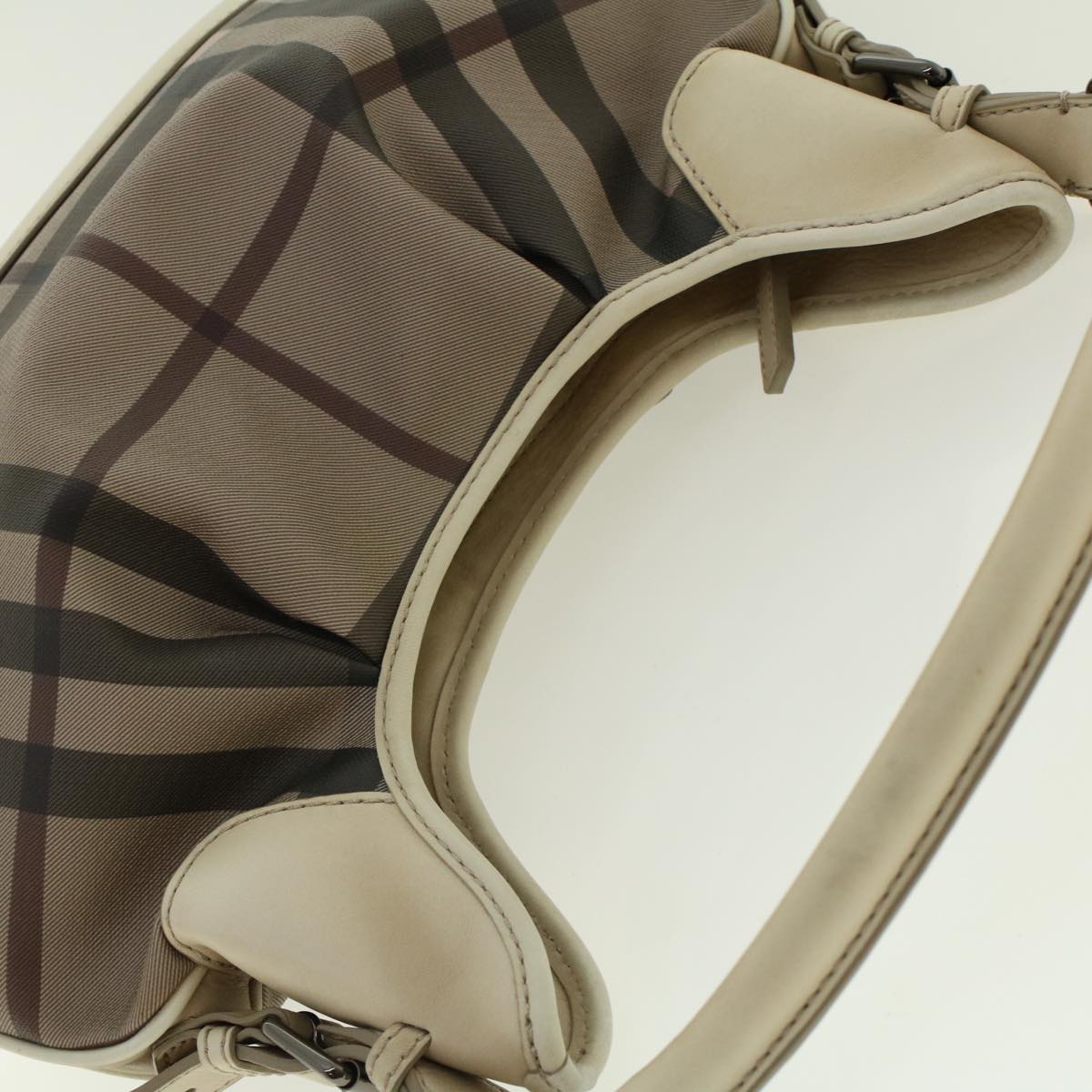 BURBERRY Nova Check Shoulder Bag PVC Leather Brown Auth yk6846B