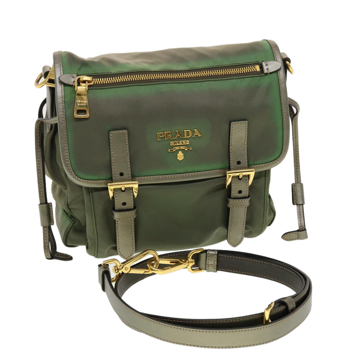 PRADA Shoulder Bag Nylon Green Auth yk6873B