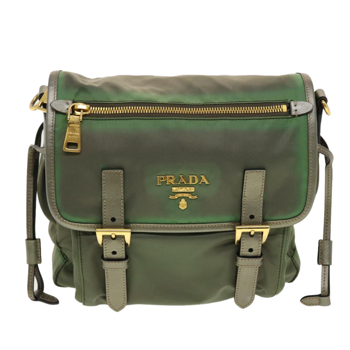 PRADA Shoulder Bag Nylon Green Auth yk6873B