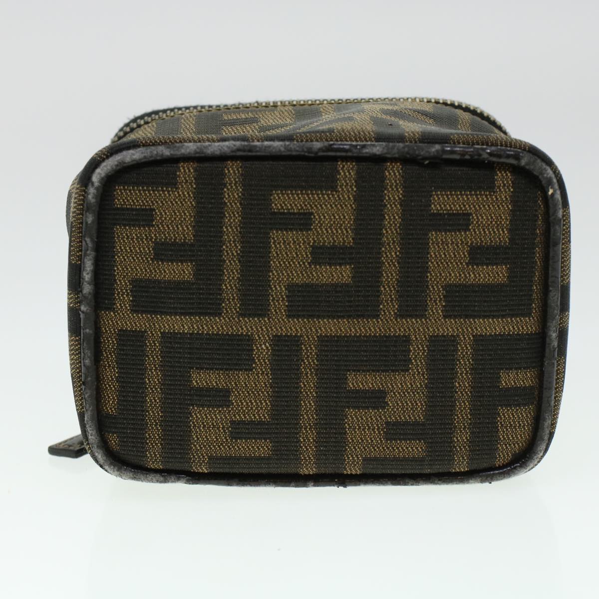 FENDI Zucca Canvas Vanity Cosmetic Pouch Black Brown Auth yk6874B