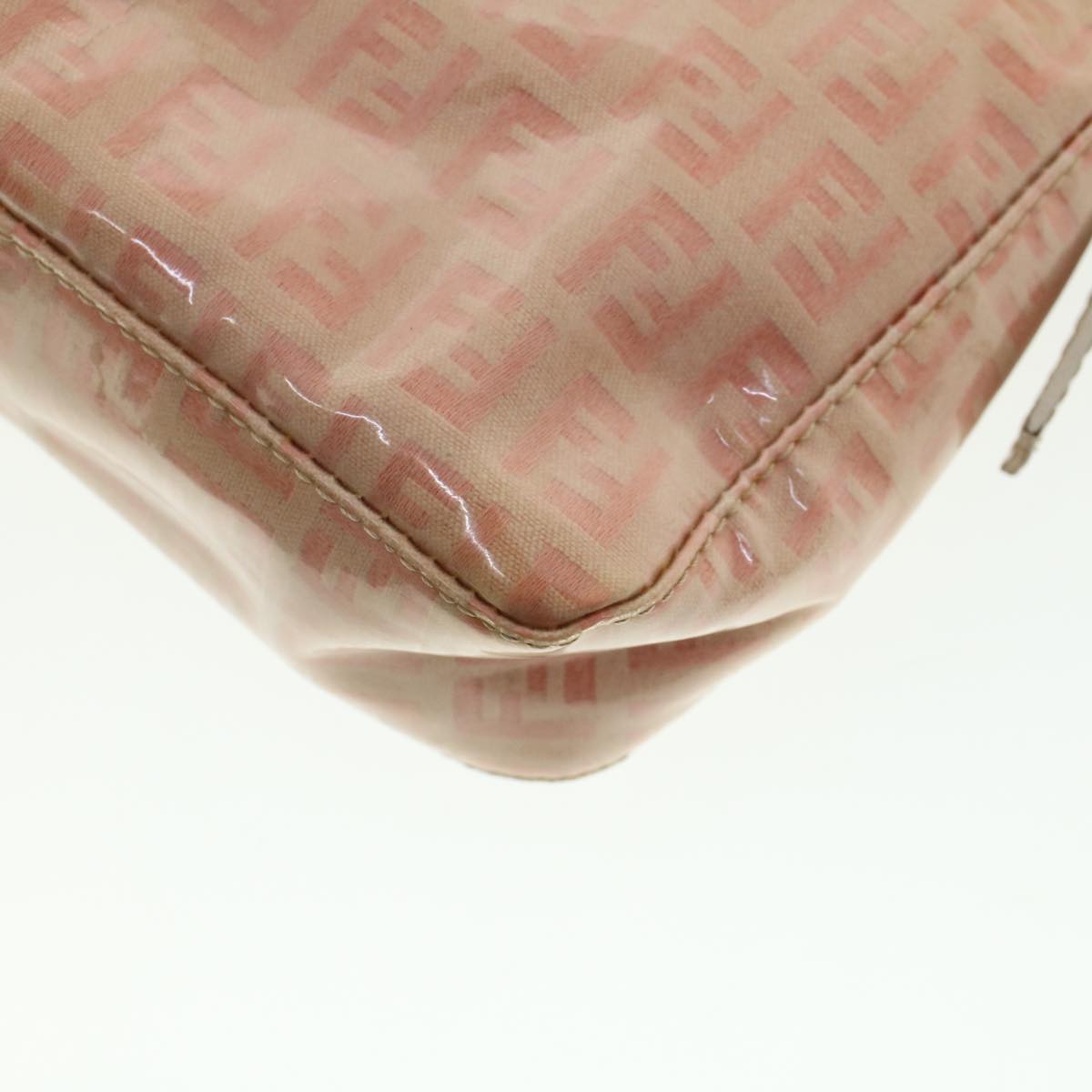 FENDI Zucchino Canvas Hand Bag Patent leather Orange 010.26810.018 Auth yk6878B