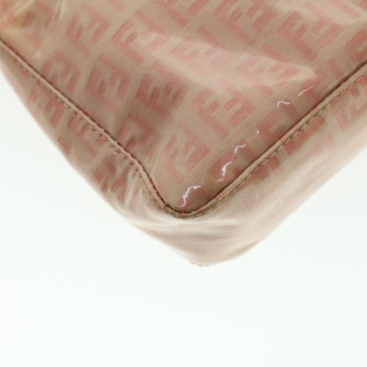FENDI Zucchino Canvas Hand Bag Patent leather Orange 010.26810.018 Auth yk6878B
