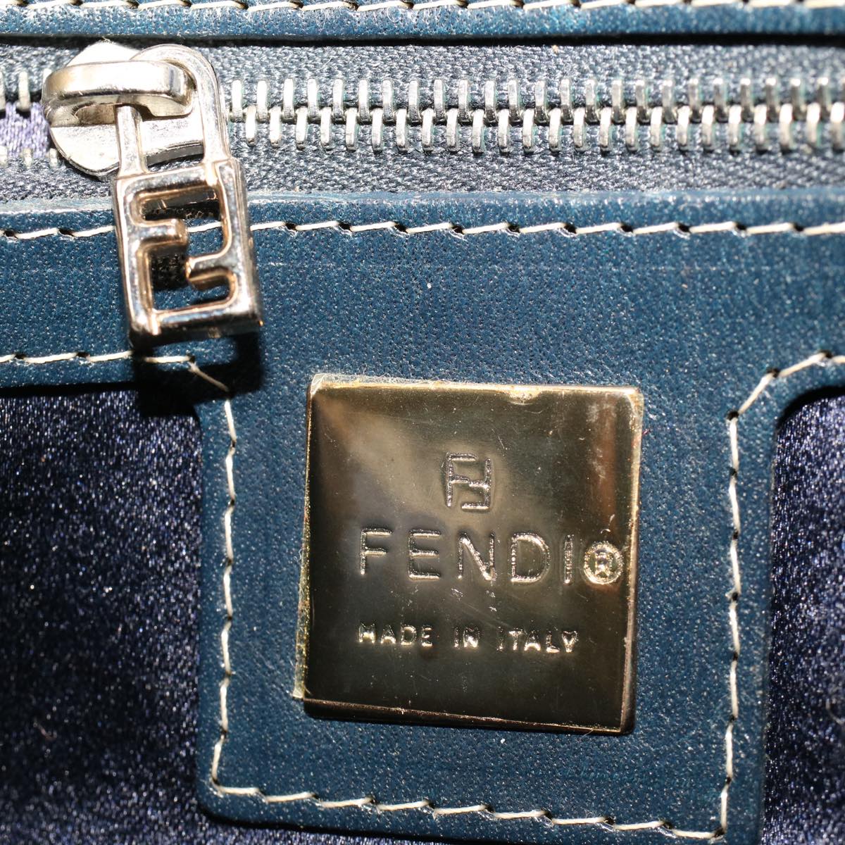 FENDI Zucca Canvas Mamma Baguette Shoulder Bag Navy 222826424018 Auth yk6884B