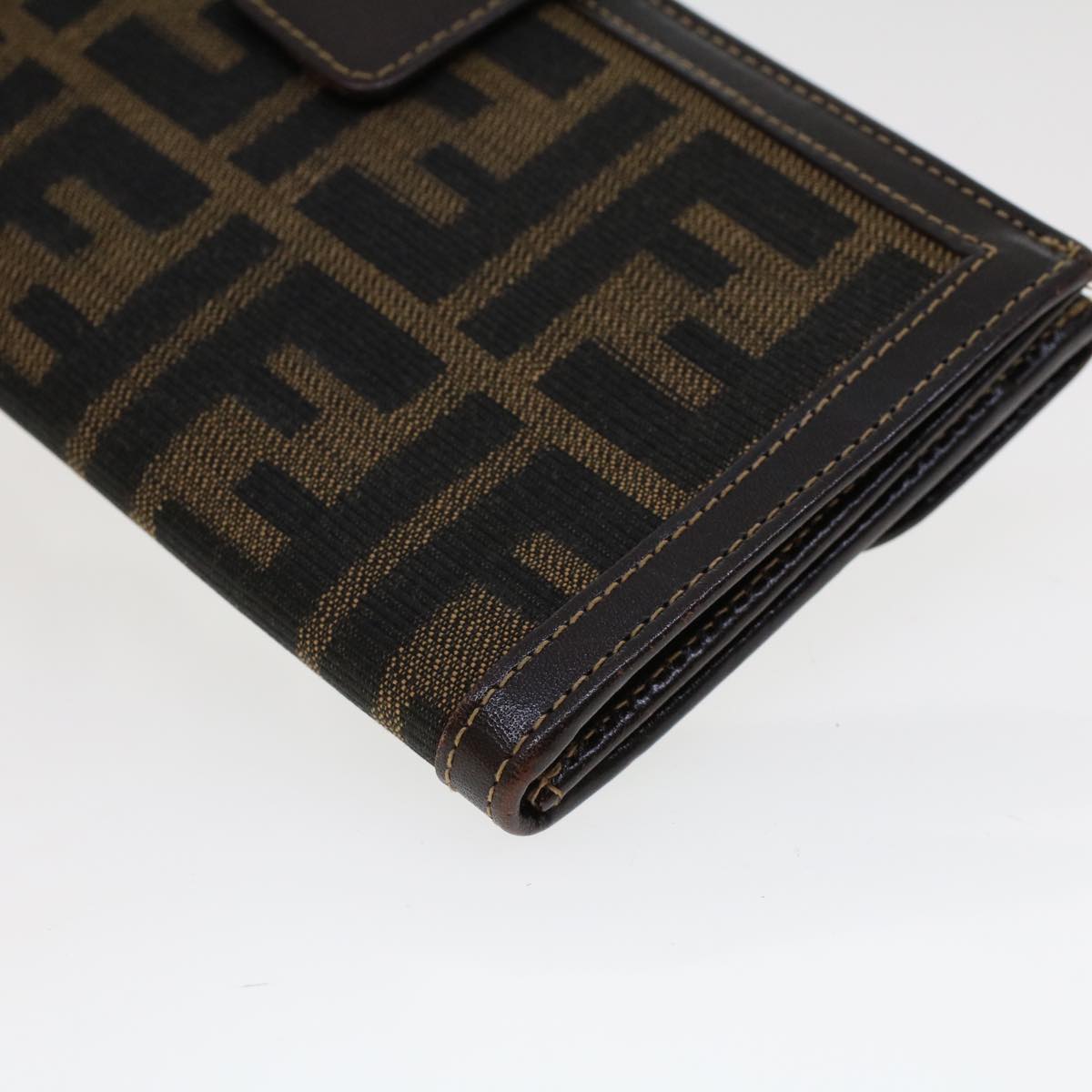 FENDI Zucca Canvas Long Wallet Black Brown 2277-30806-079 Auth yk6910B