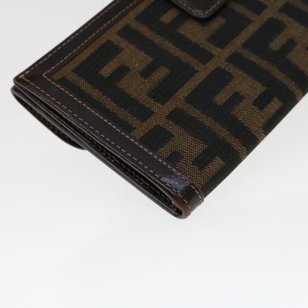 FENDI Zucca Canvas Long Wallet Black Brown 2277-30806-079 Auth yk6910B