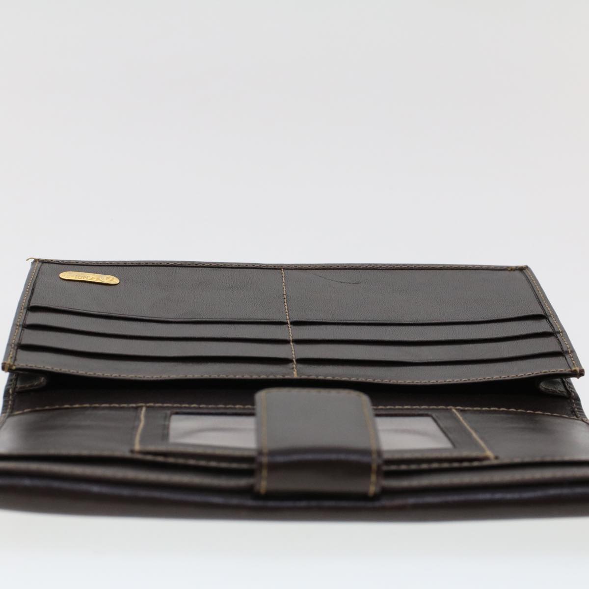 FENDI Zucca Canvas Long Wallet Black Brown 2277-30806-079 Auth yk6910B