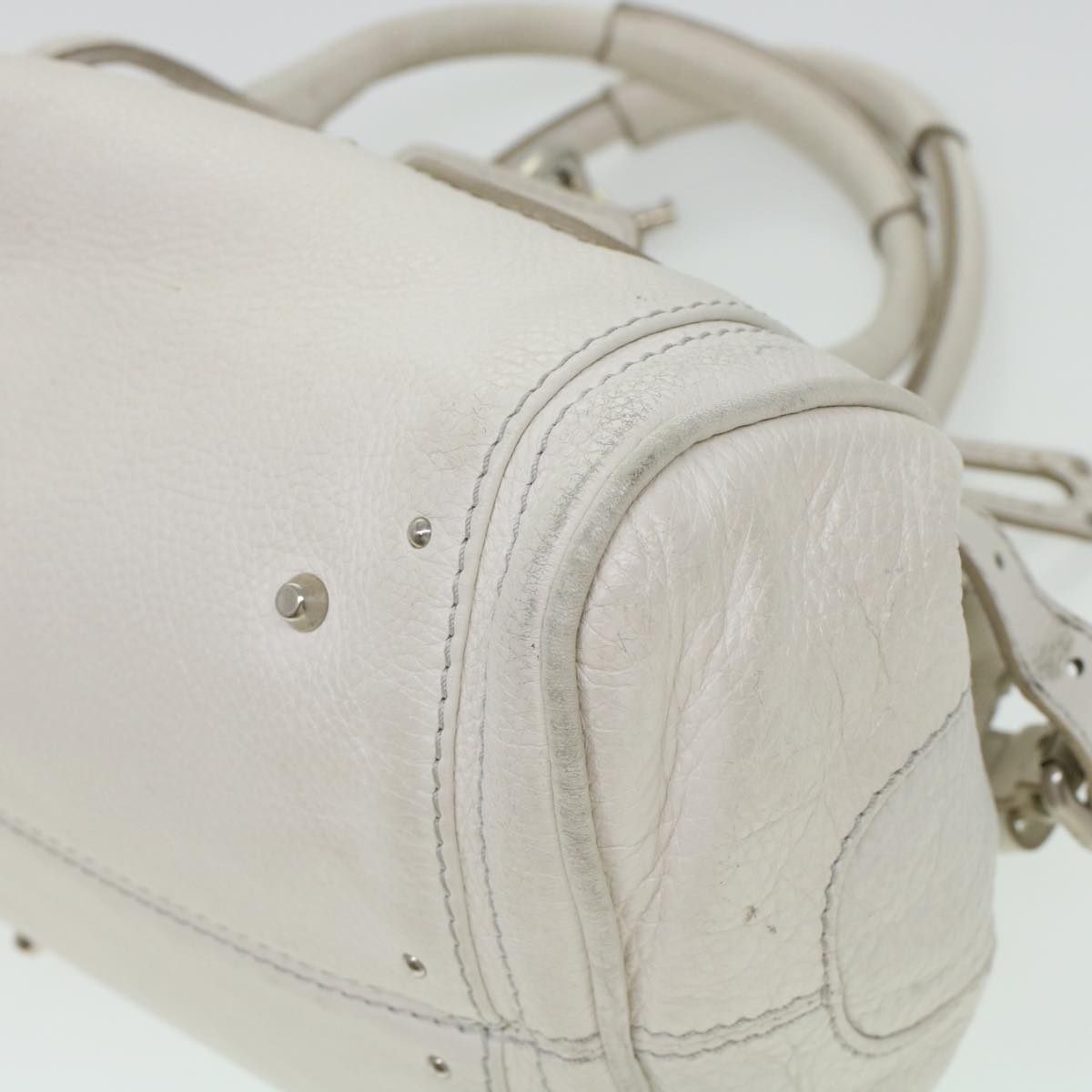 Chloe Paddington Hand Bag Leather White 03-08-51-5191 Auth yk6940
