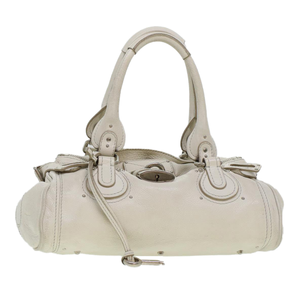 Chloe Paddington Hand Bag Leather White 03-08-51-5191 Auth yk6940