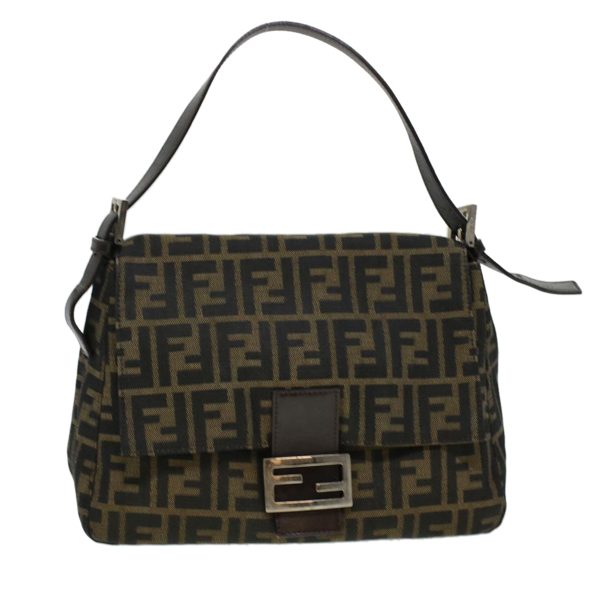 FENDI Zucca Canvas Mamma Baguette Shoulder Bag Brown 2308-26325 Auth yk6943