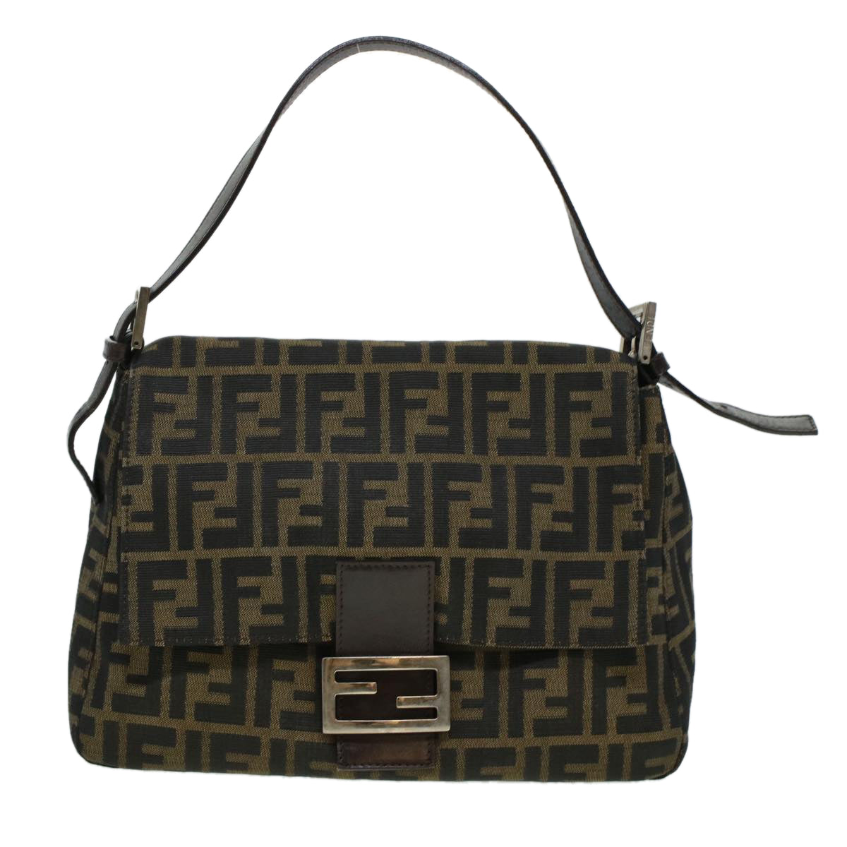 FENDI Zucca Canvas Mamma Baguette Shoulder Bag Brown 2308-26325 Auth yk6943