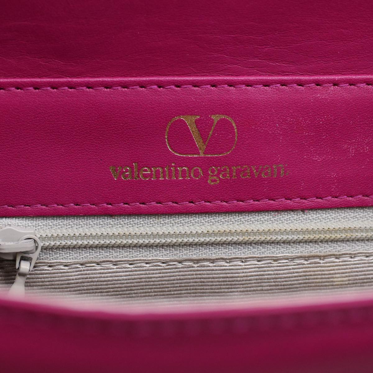 VALENTINO Chain Shoulder Bag Leather Pink Auth yk6951