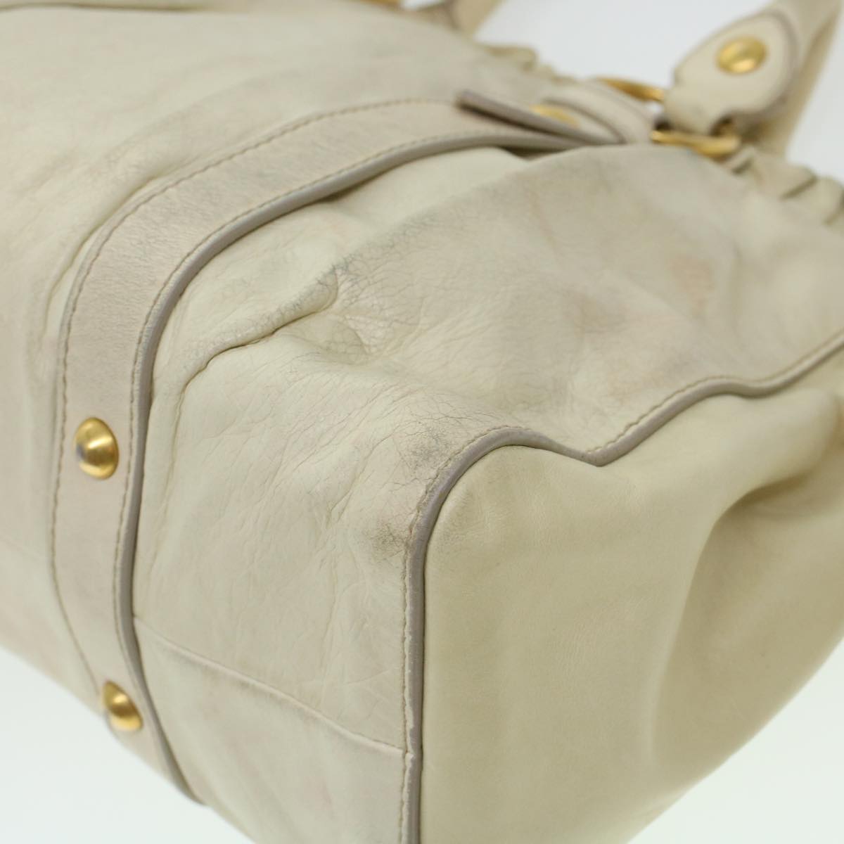 Miu Miu Hand Bag Leather 2way Beige Auth yk6957
