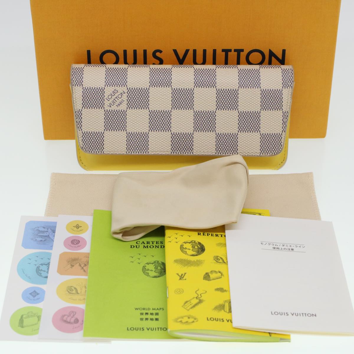 LOUIS VUITTON Damier Azur Etui Lunette Woody Glasses Case GI0388 LV Auth yk6958