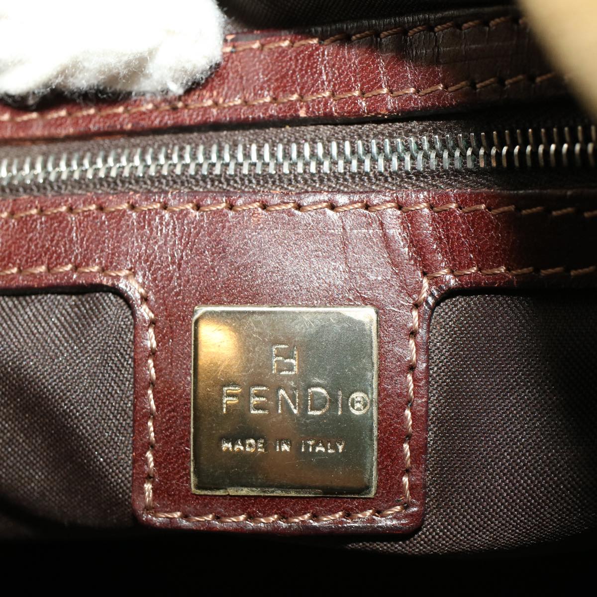 FENDI Shoulder Bag Corduroy Brown Auth yk6963