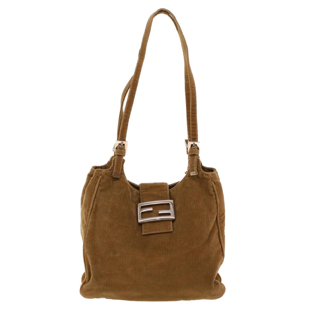 FENDI Shoulder Bag Corduroy Brown Auth yk6963