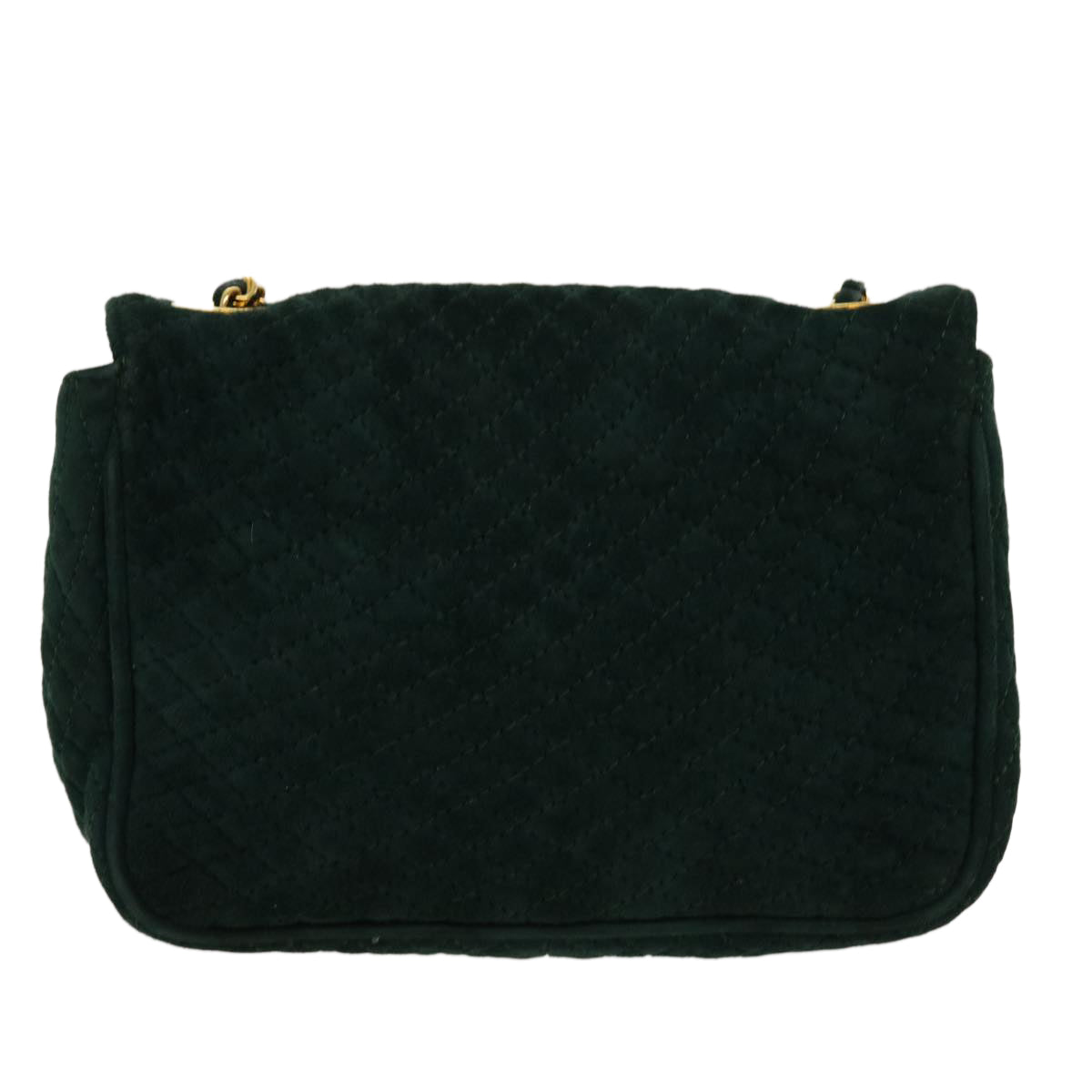 BALLY Quilted Chain Shoulder Bag Suede Green Auth yk6971
