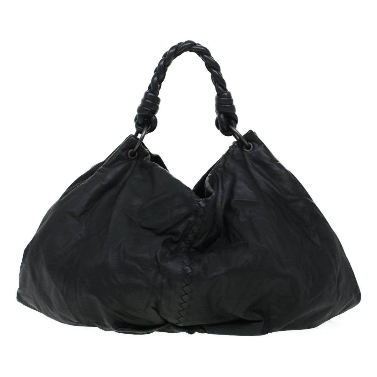 BOTTEGAVENETA INTRECCIATO Shoulder Bag Leather Black Auth yk6981 - 0