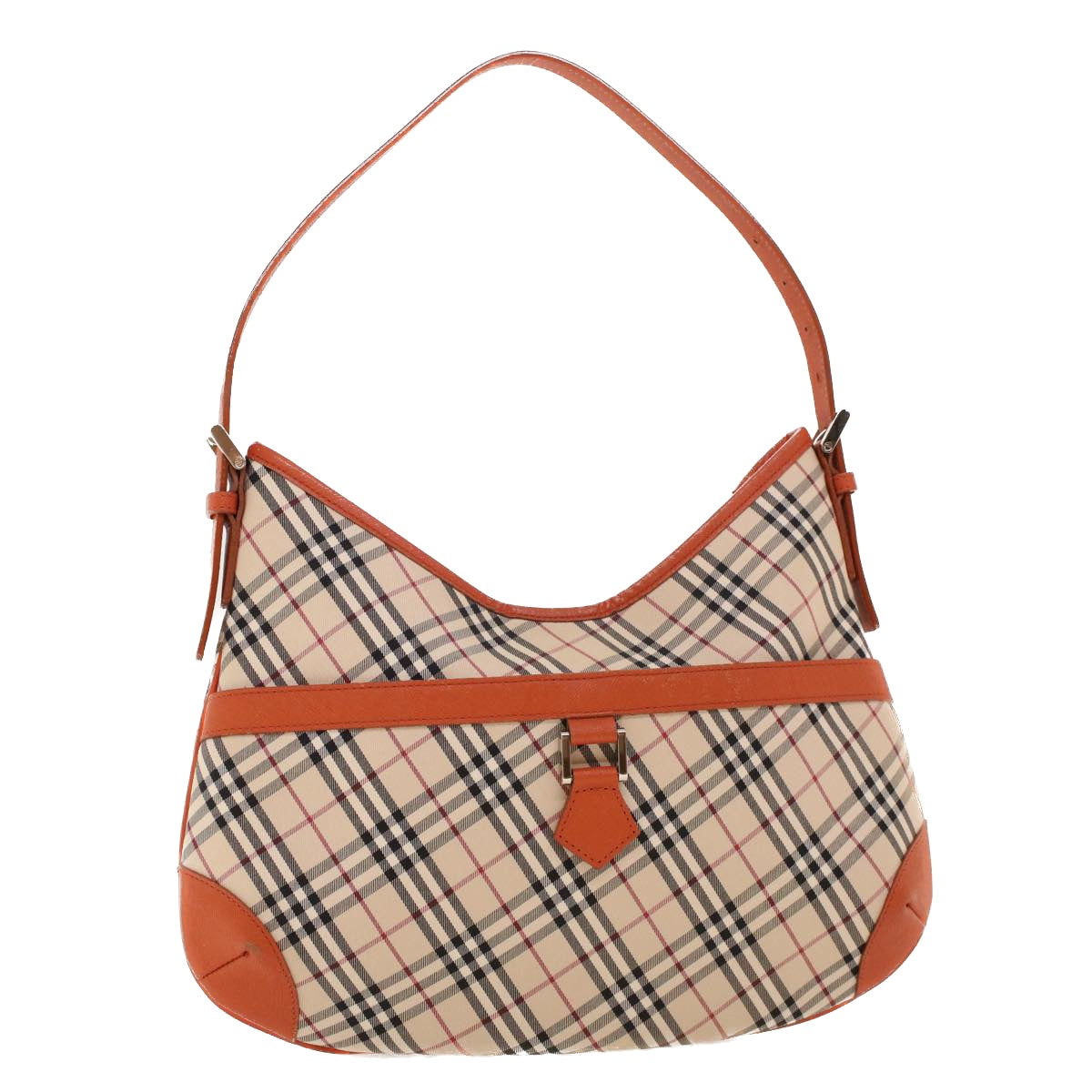 BURBERRY Nova Check Shoulder Bag Nylon Leather Beige Orange Auth yk7001B