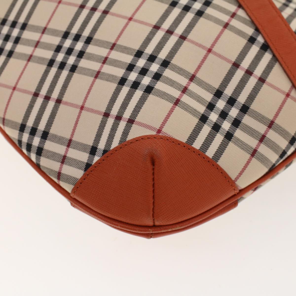 BURBERRY Nova Check Shoulder Bag Nylon Leather Beige Orange Auth yk7001B