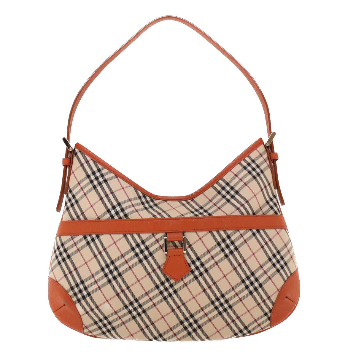 BURBERRY Nova Check Shoulder Bag Nylon Leather Beige Orange Auth yk7001B