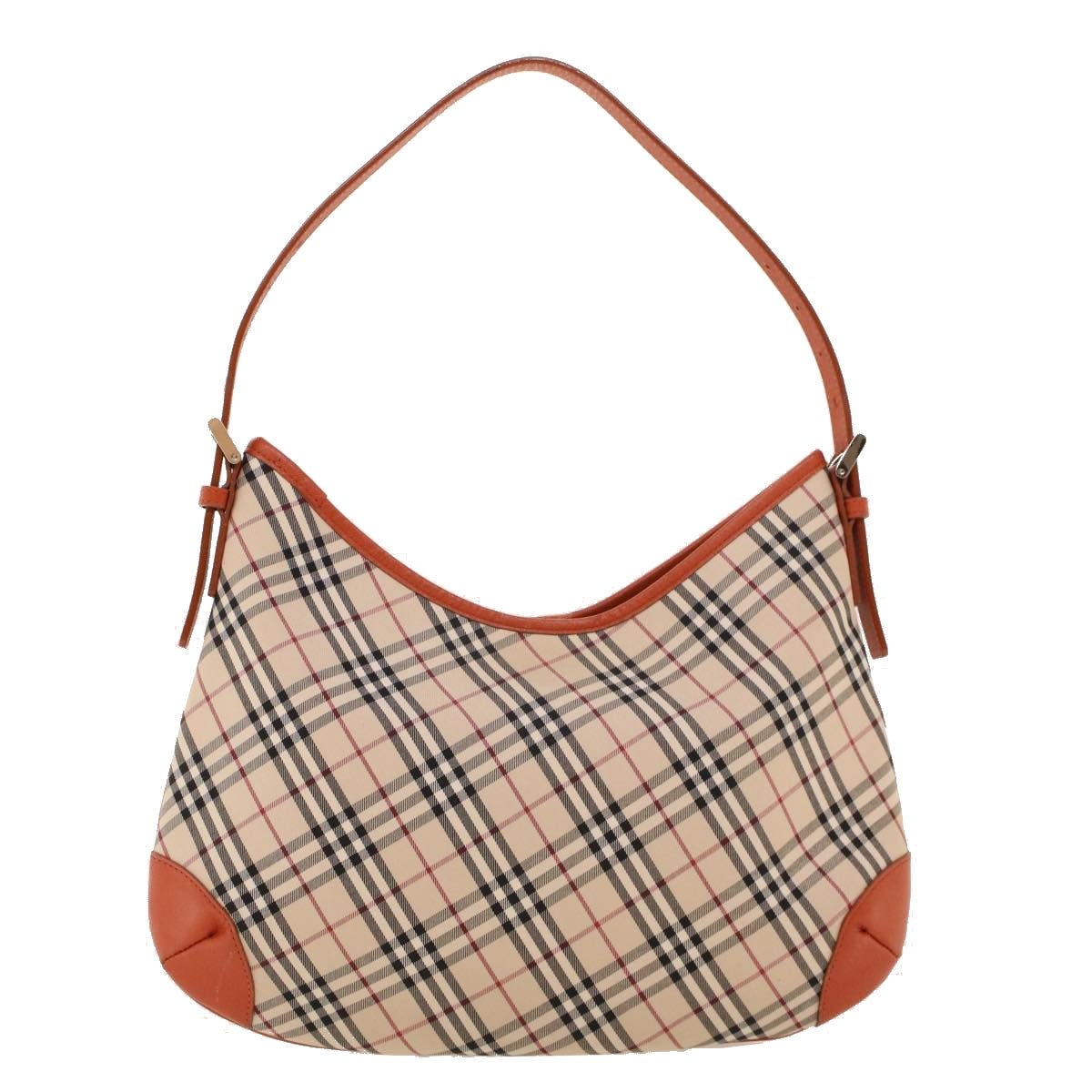 BURBERRY Nova Check Shoulder Bag Nylon Leather Beige Orange Auth yk7001B