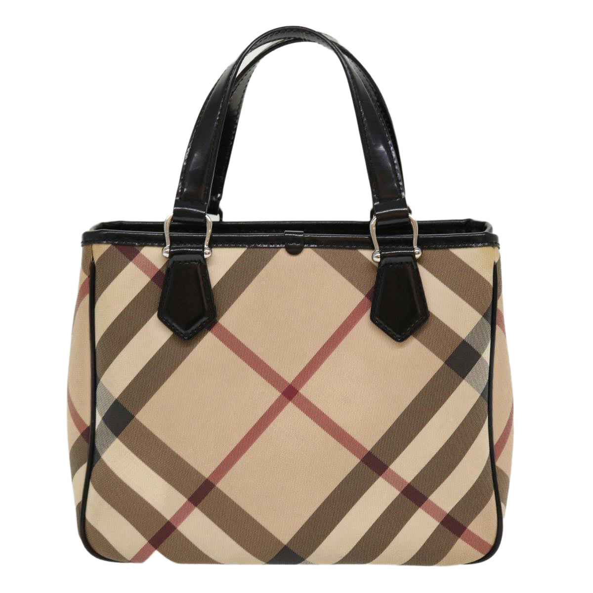 BURBERRY Nova Check Hand Bag PVC Leather Beige Auth yk7004B - 0