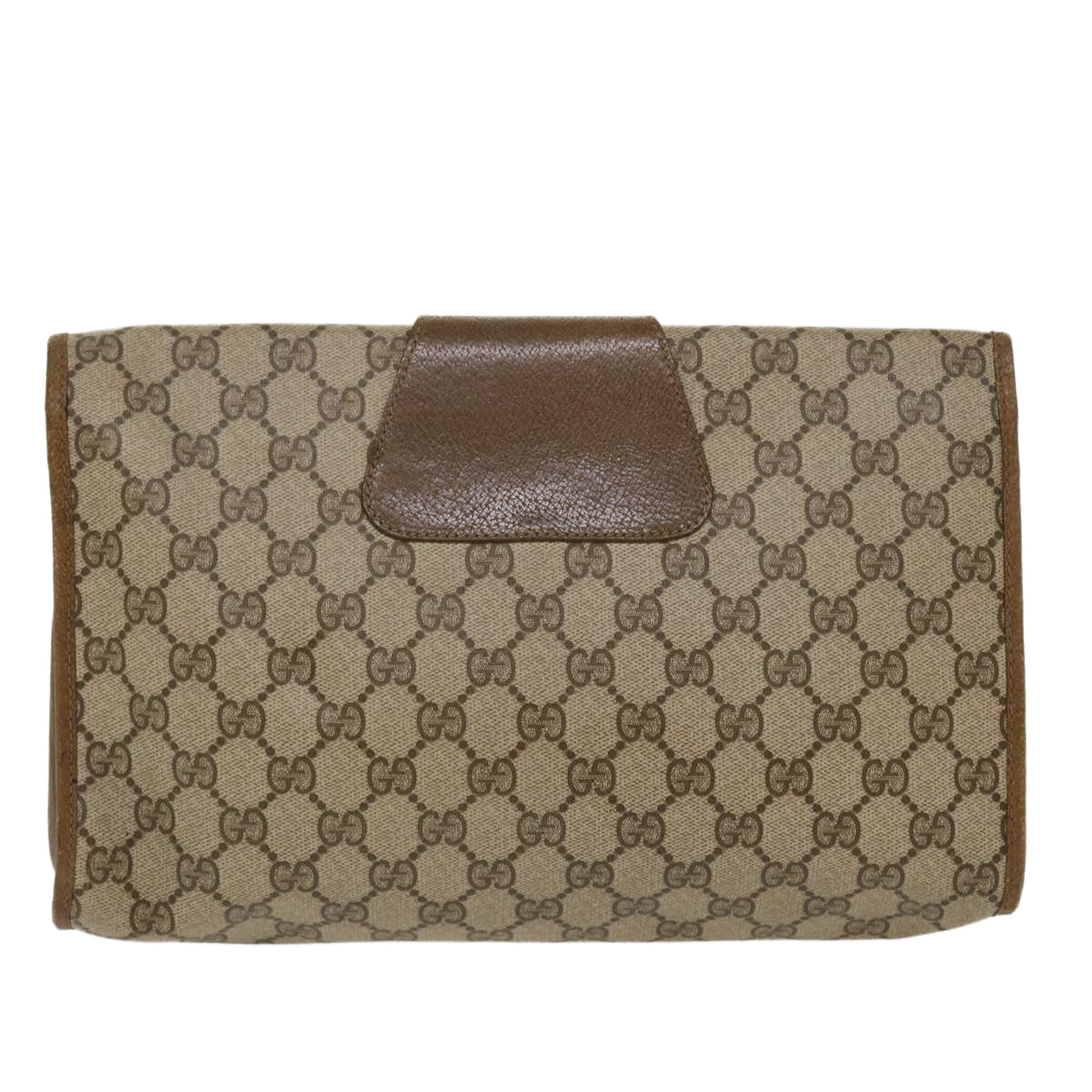 GUCCI GG Canvas Web Sherry Line Clutch Bag Beige Red 89.01.031 Auth yk7021B