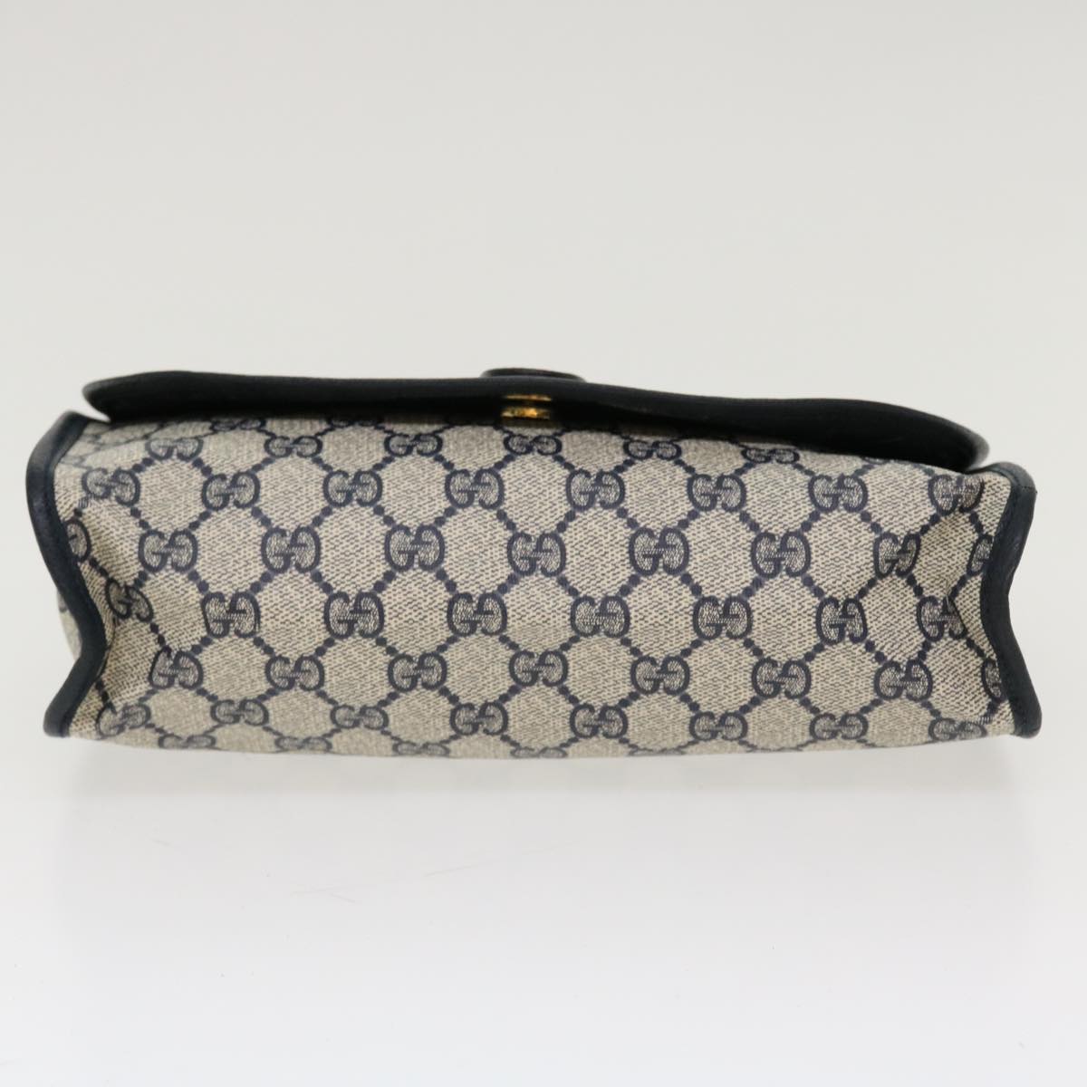 GUCCI GG Canvas Sherry Line Clutch Bag Gray Red Navy 014.122 Auth yk7022B